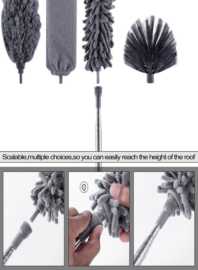 Qolixs 5PCS Microfiber Duster, Feather Duster with 100 Inches Stainless Steel Extension Pole, Reusable Bendable Washable Cobweb Dusters for Cleaning Furniture - Image 2